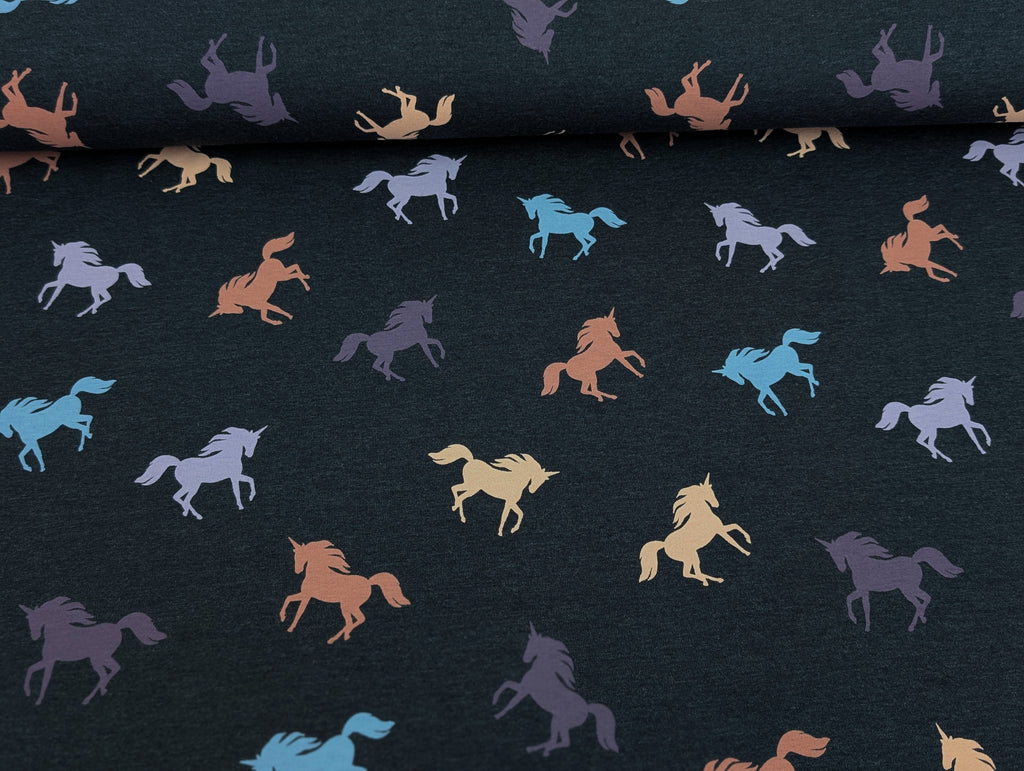 Cotton Jersey Unicorn Night Blue Mélange