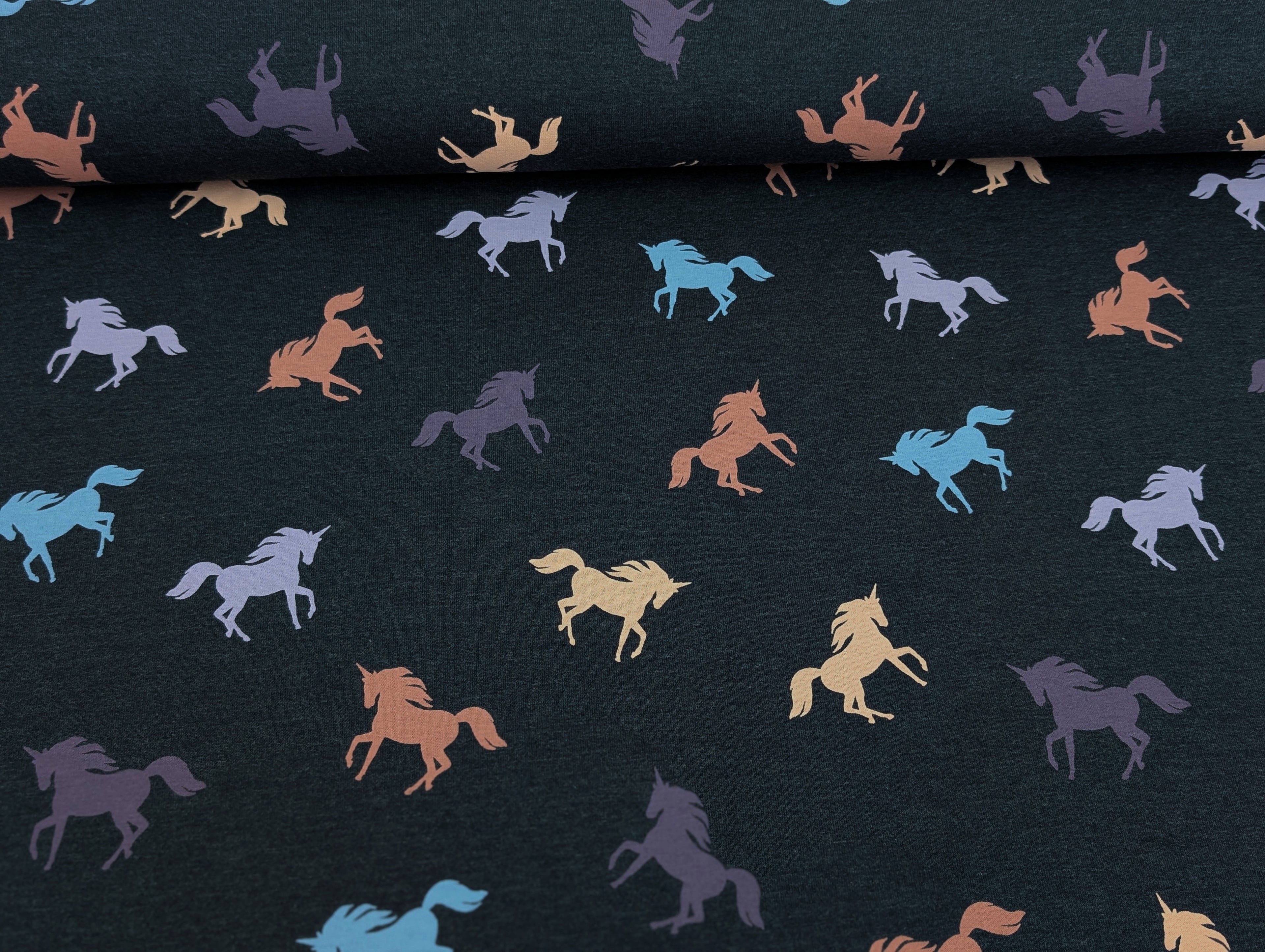 Cotton Jersey Unicorn Night Blue Mélange