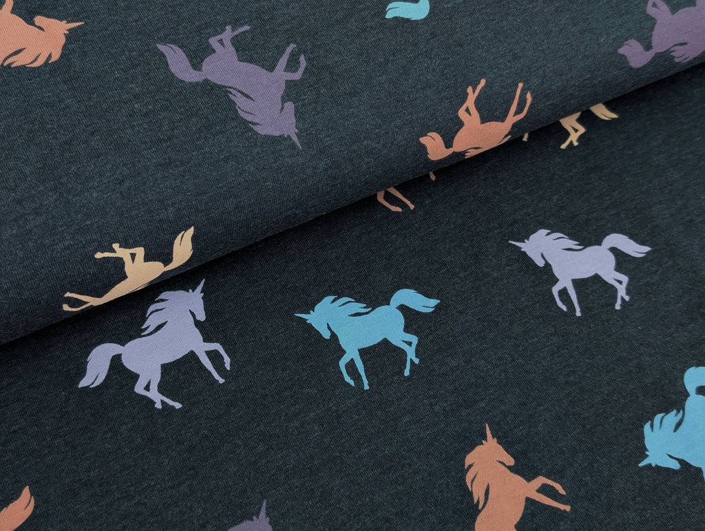 Cotton Jersey Unicorn Night Blue Mélange