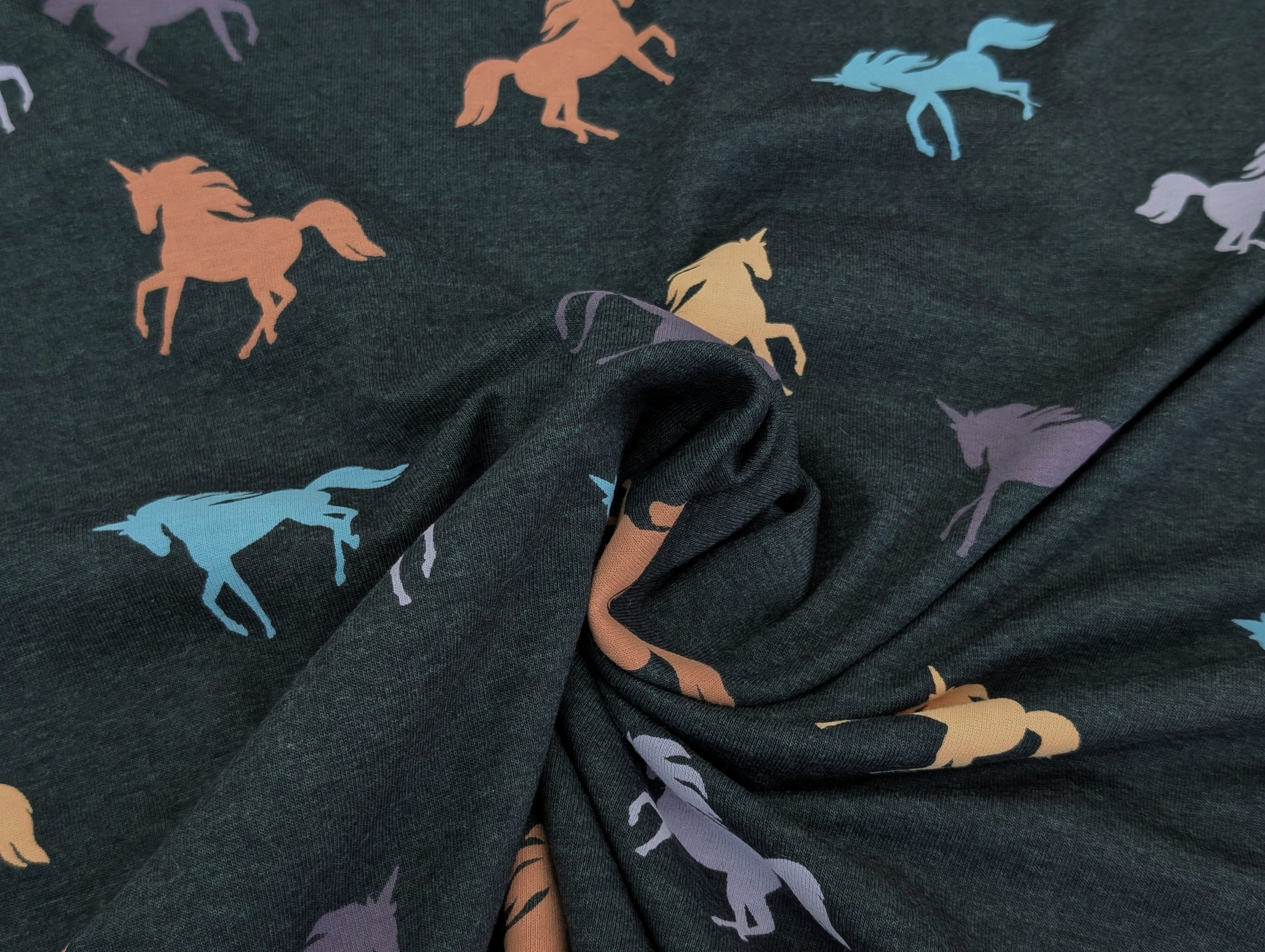 Cotton Jersey Unicorn Night Blue Mélange