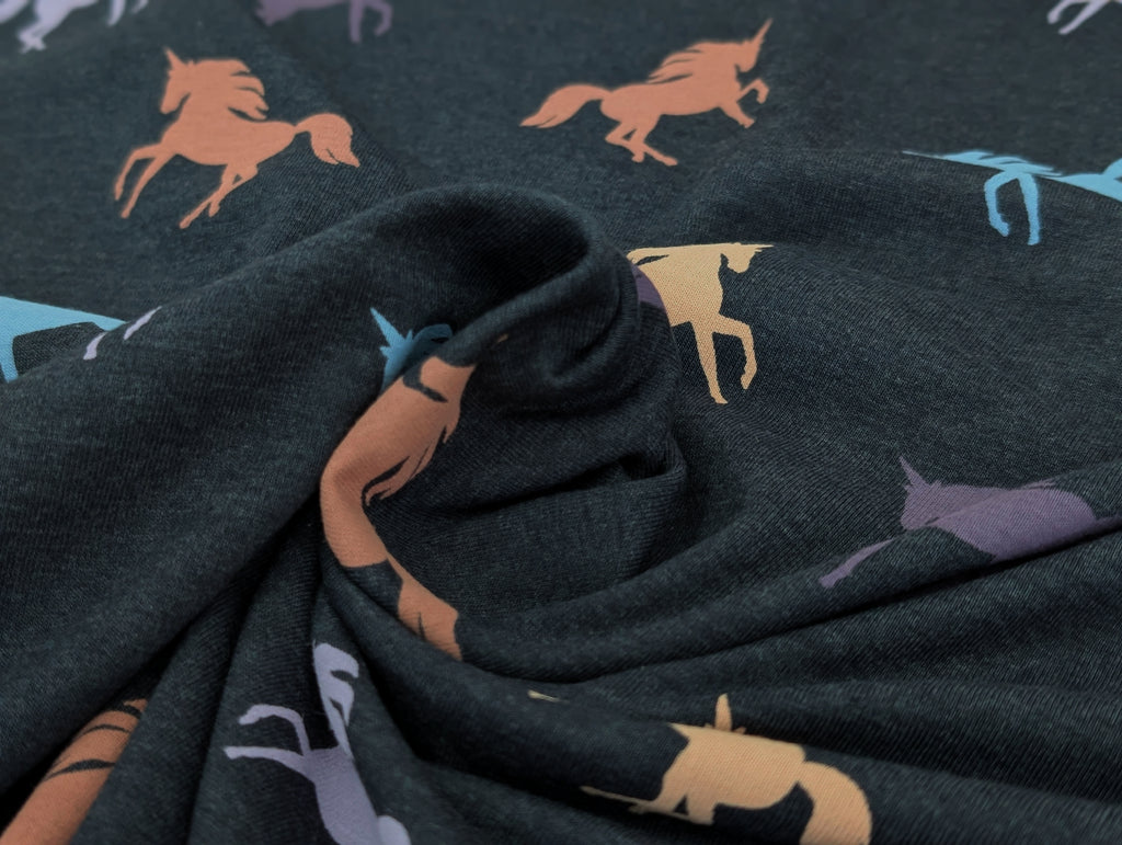 Cotton Jersey Unicorn Night Blue Mélange