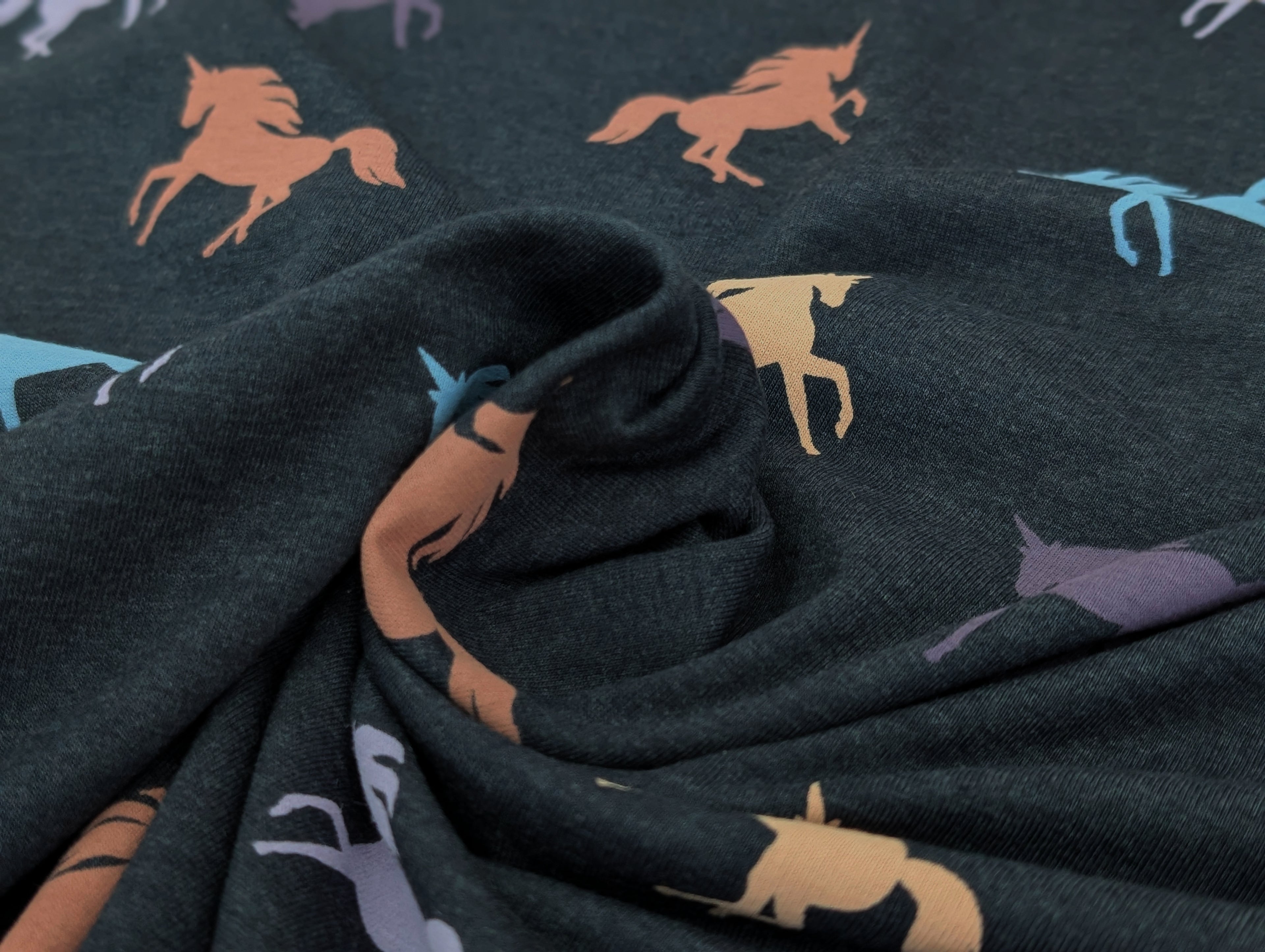 Cotton Jersey Unicorn Night Blue Mélange