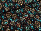 In-house production Cotton Jersey Dreamcatcher Turquoise on Black