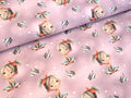 In-house production cotton jersey Happy Girl with Cat on Pink