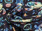 Eigenproduktion Baumwolljersey Maritim Meerestier Schildkröte auf Blau