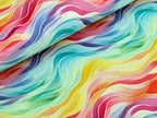Eigenproduktion French Terry Regenbogen Wellen auf Pastell