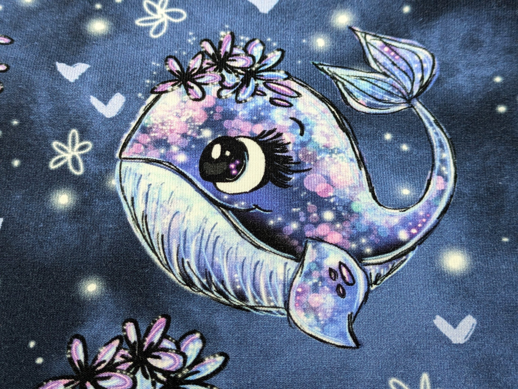 In-house Production Organic Cotton Jersey Whale Wallery on Smokeybluepurple Bluepurple -N-