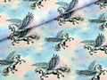 Baumwolljersey Eigenproduktion Pegasus Weiß auf Hellblau