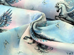 Baumwolljersey Eigenproduktion Pegasus Weiß auf Hellblau