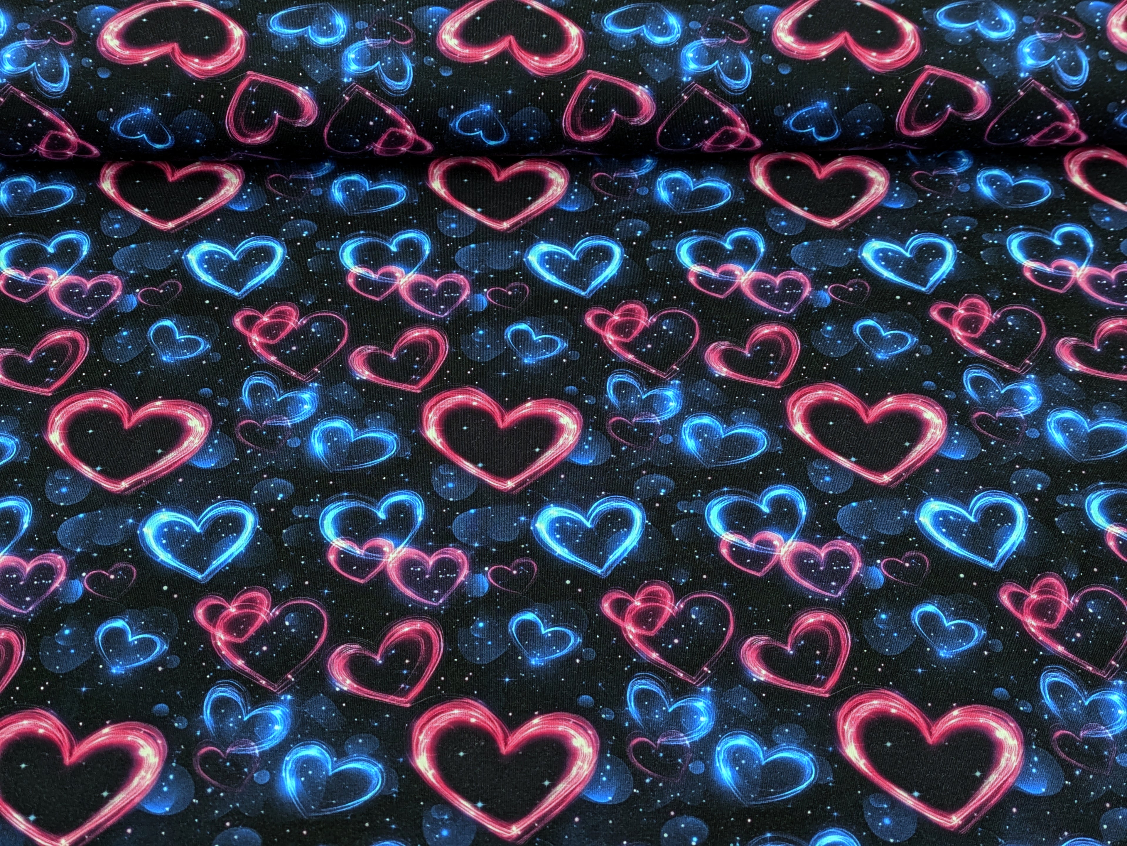 Eigenproduktion French Terry Sternen Herze in Rosa und Blau
