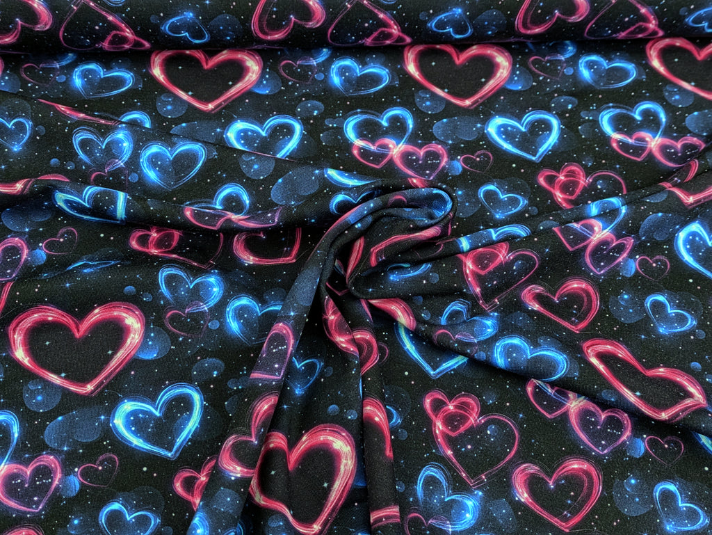 Eigenproduktion Baumwolljersey Sternen Herze in Rosa und Blau