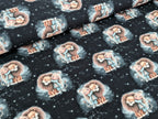 In-house production French Terry Girls and their Lion on Night Blue