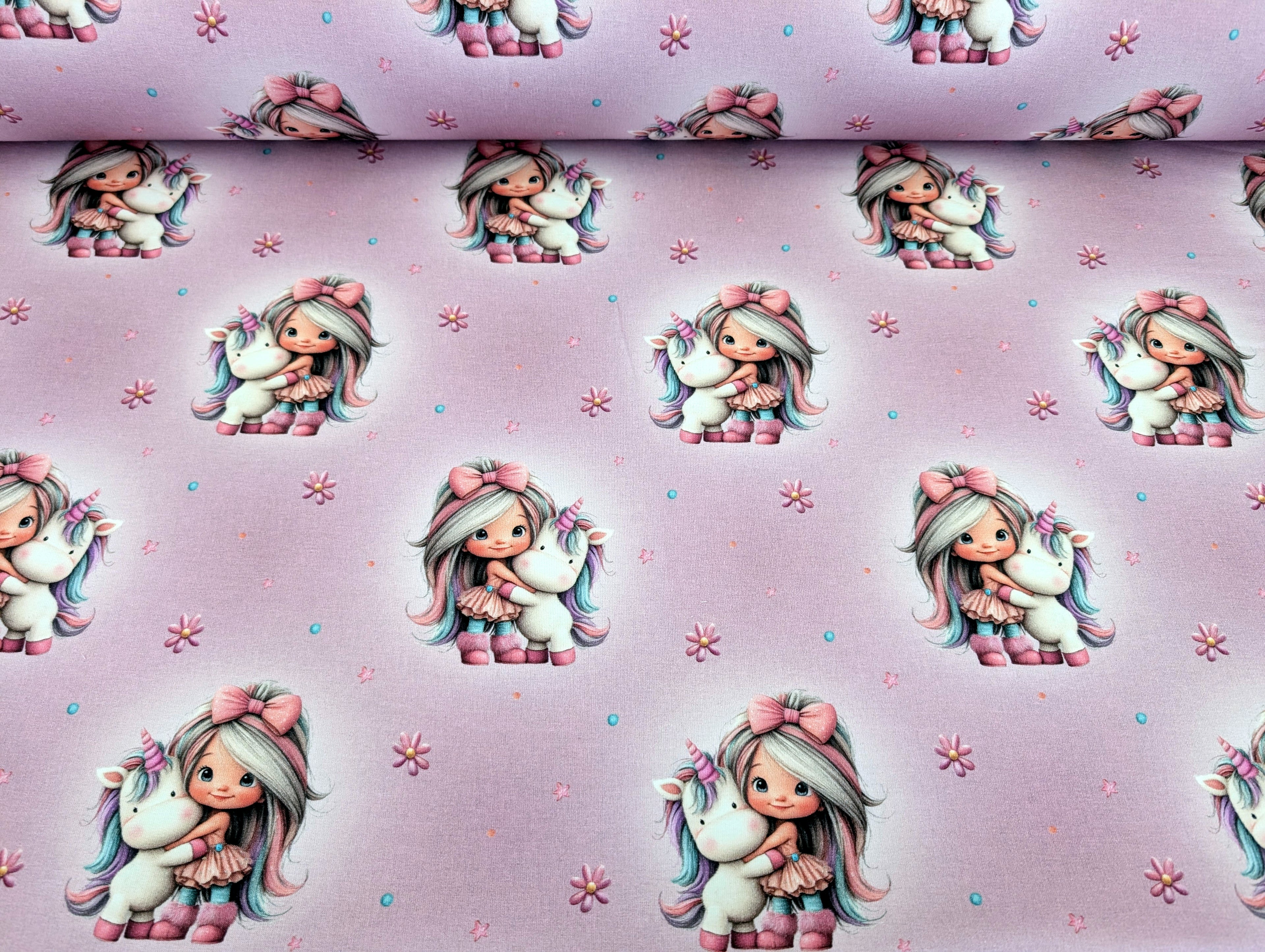 Eigenproduktion French Terry Rainbowgirl auf Meliert Rosa