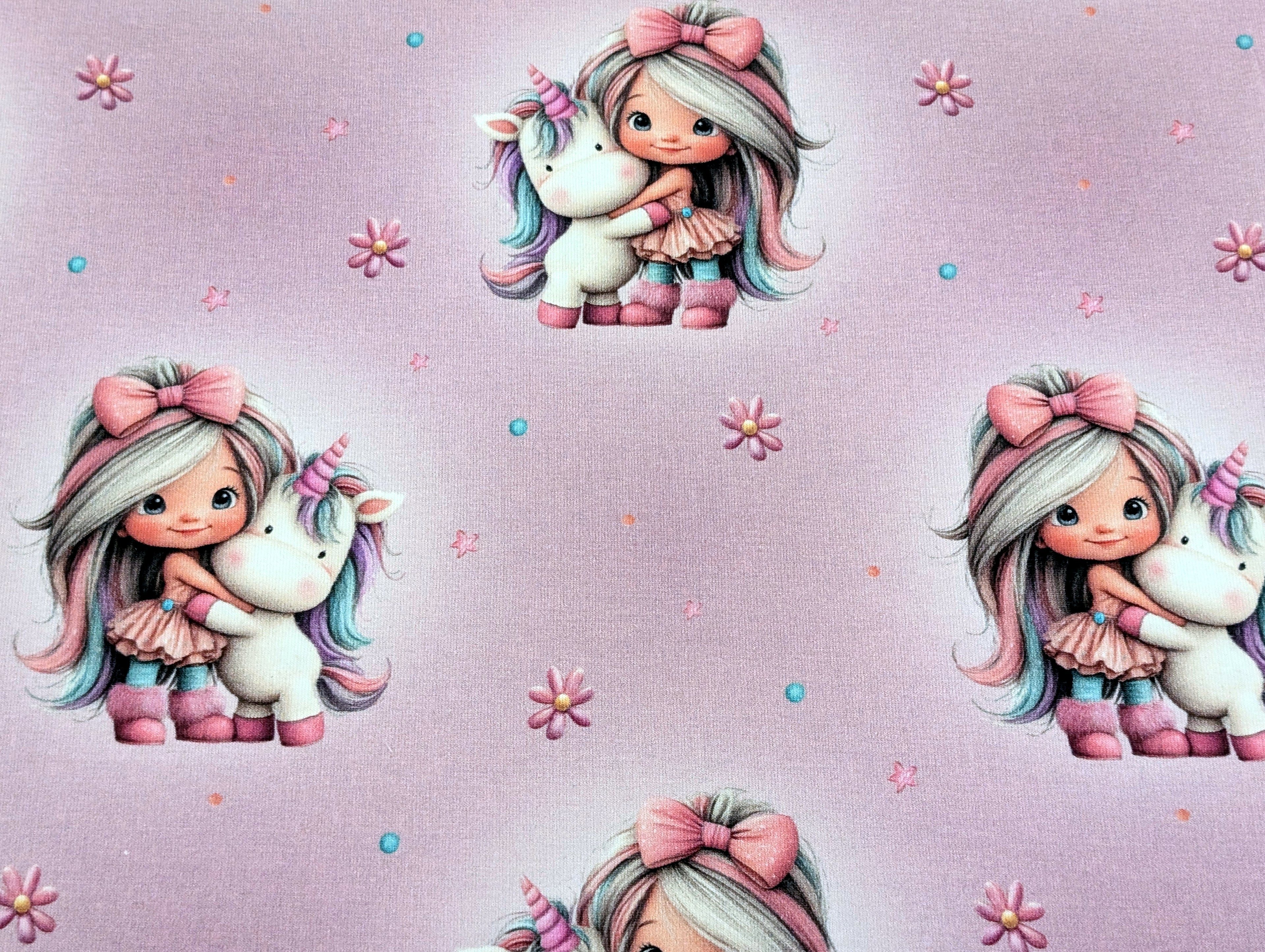 Eigenproduktion French Terry Rainbowgirl auf Meliert Rosa