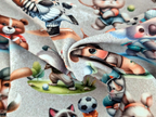 Cotton jersey Animals Sports on Light Grey