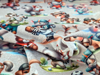Cotton jersey Animals Sports on Light Grey