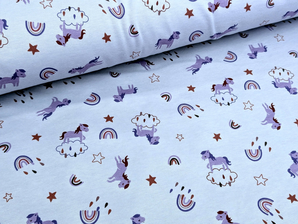 Happy Fleece Rainbow Unicorn Clouds Lilac