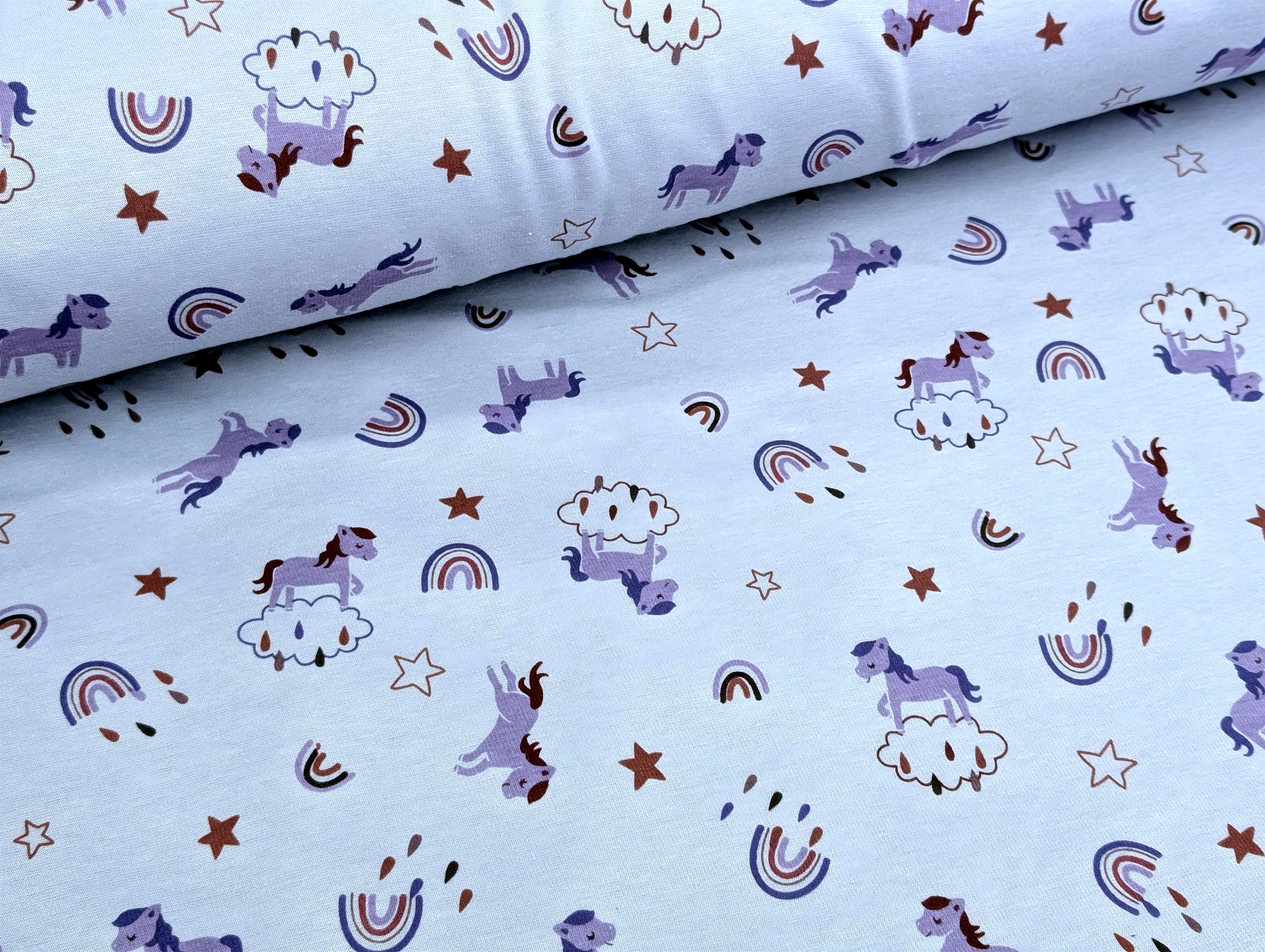 Happy Fleece Rainbow Unicorn Clouds Lilac
