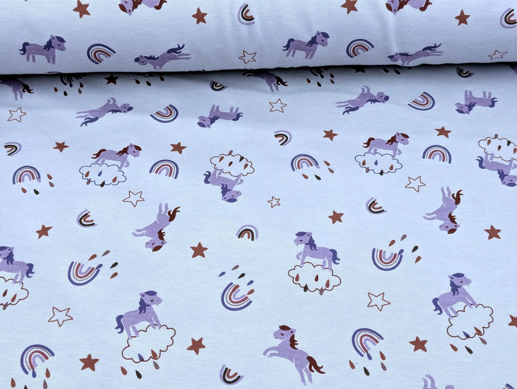 Happy Fleece Rainbow Unicorn Clouds Lilac