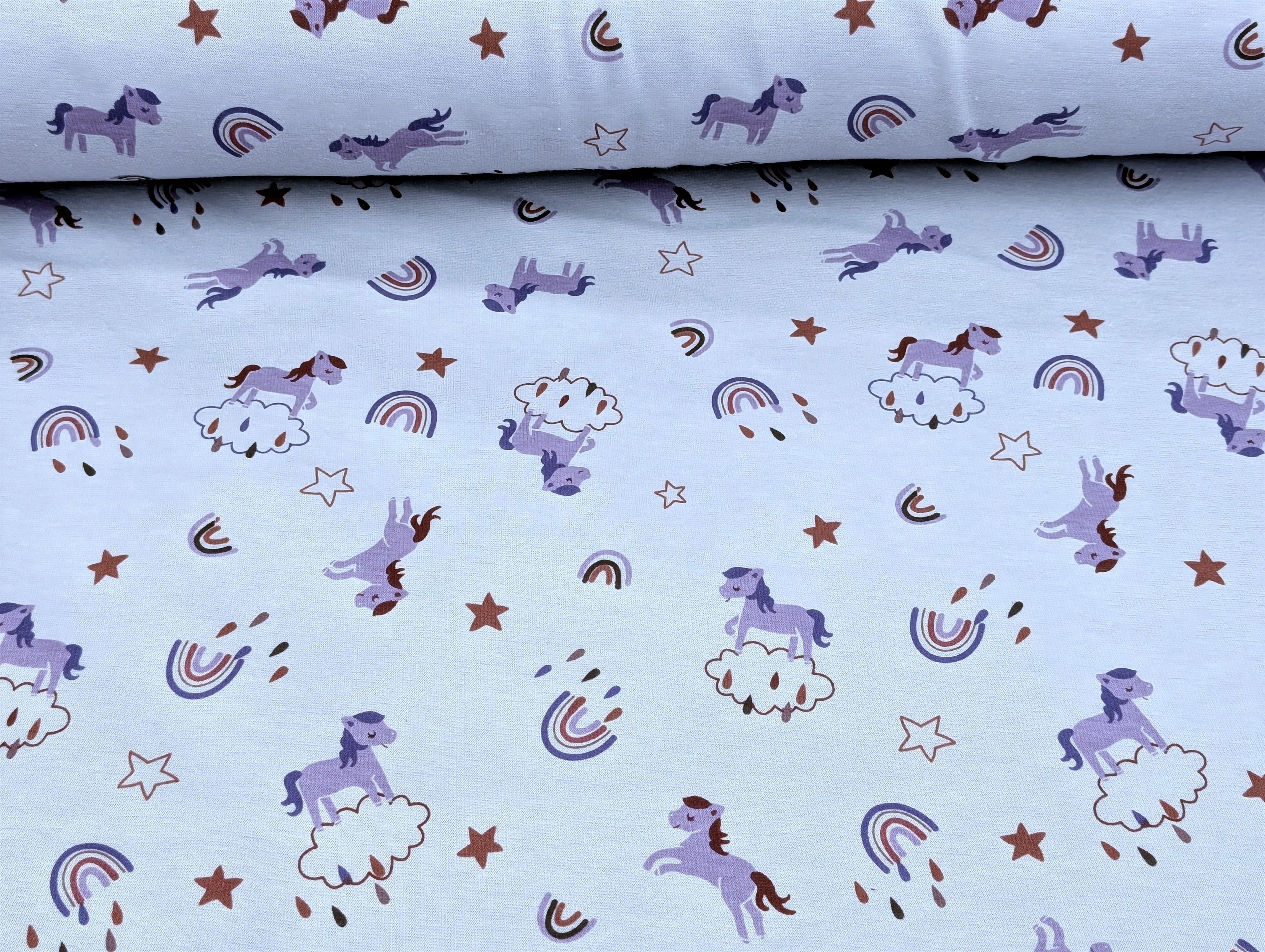 Happy Fleece Rainbow Unicorn Clouds Lilac