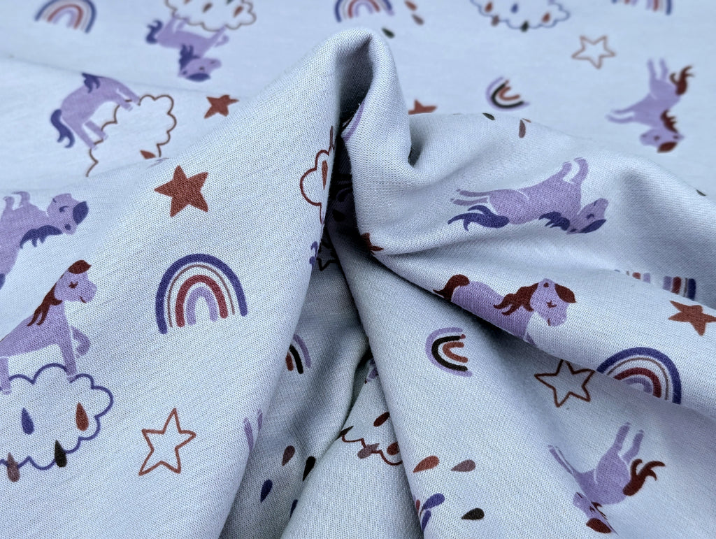 Happy Fleece Rainbow Unicorn Clouds Lilac