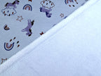 Happy Fleece Rainbow Unicorn Clouds Lilac