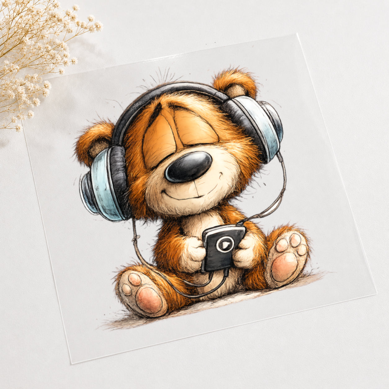 Bügelbild Music Bär