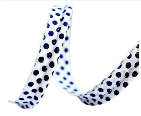Piping Trim 9 mm Navy White Dots