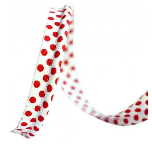 Piping Trim 9 mm White Red Dots