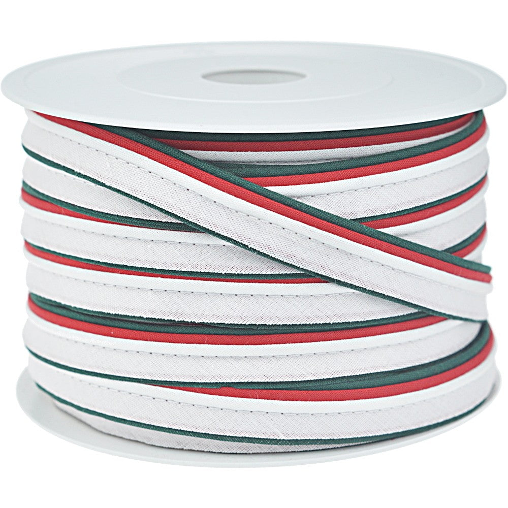 Piping Trim 15 mm Three-Color Green / Red / White Christmas