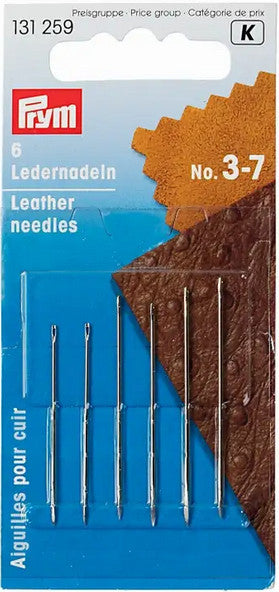 Leather needles, No. 3-7, assorted, silver-colored