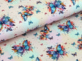 In-house Production Rib Jersey Rainbow Butterfly on Light Pink