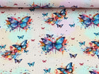 In-house Production Rib Jersey Rainbow Butterfly on Light Pink