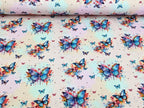 In-house Production Rib Jersey Rainbow Butterfly on Light Pink