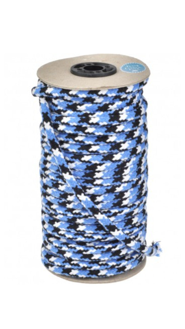 Round cord 8mm black/white/light blue