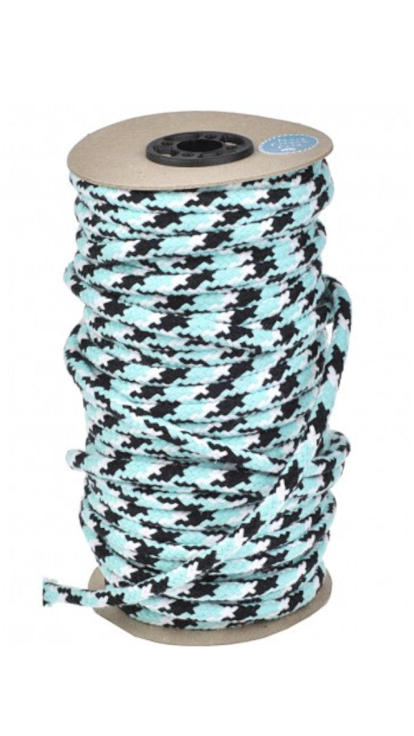 Round cord 8 mm black/white/aqua