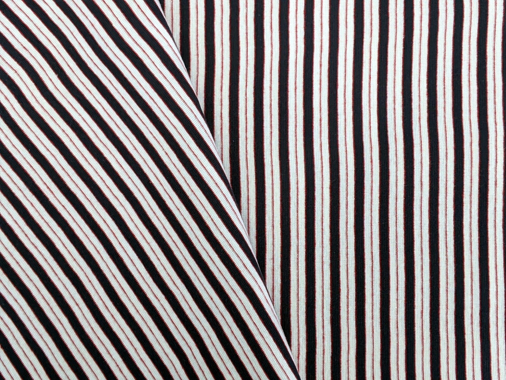 Cuffing fabric striped red/white/navy