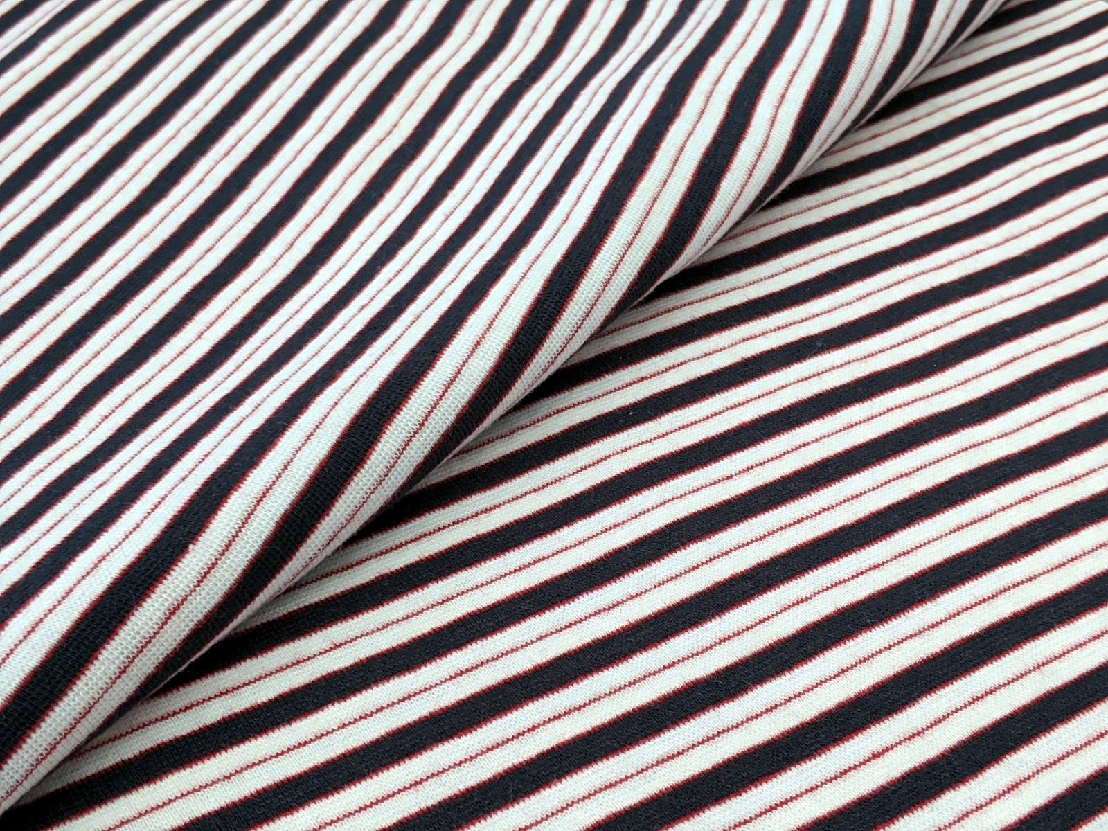 Cuffing fabric striped red/white/navy