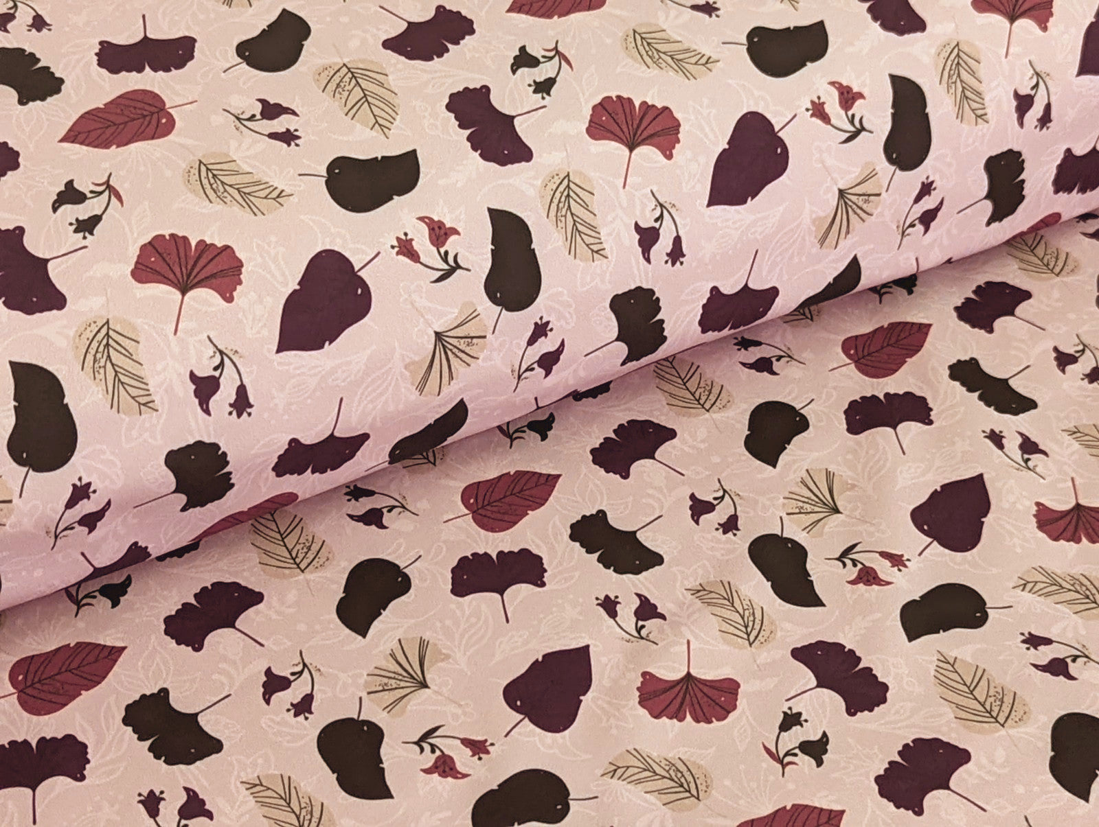 Softshell Autumn Leaves Blossoms on Dusty Pink