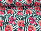Softshell Digitaldruck Zebramuster mit Blumenranken Creme