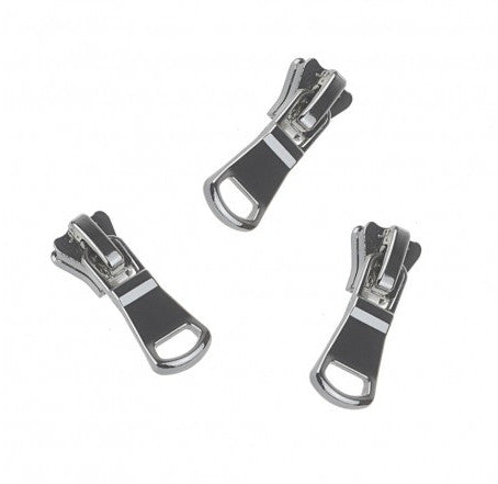 Continuous Zipper Black (Spiral Zipper with Metallic Look) + Puller