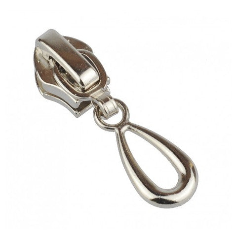 Continuous Zipper White (Metallic-Look Coil Zipper) + 3 Sliders