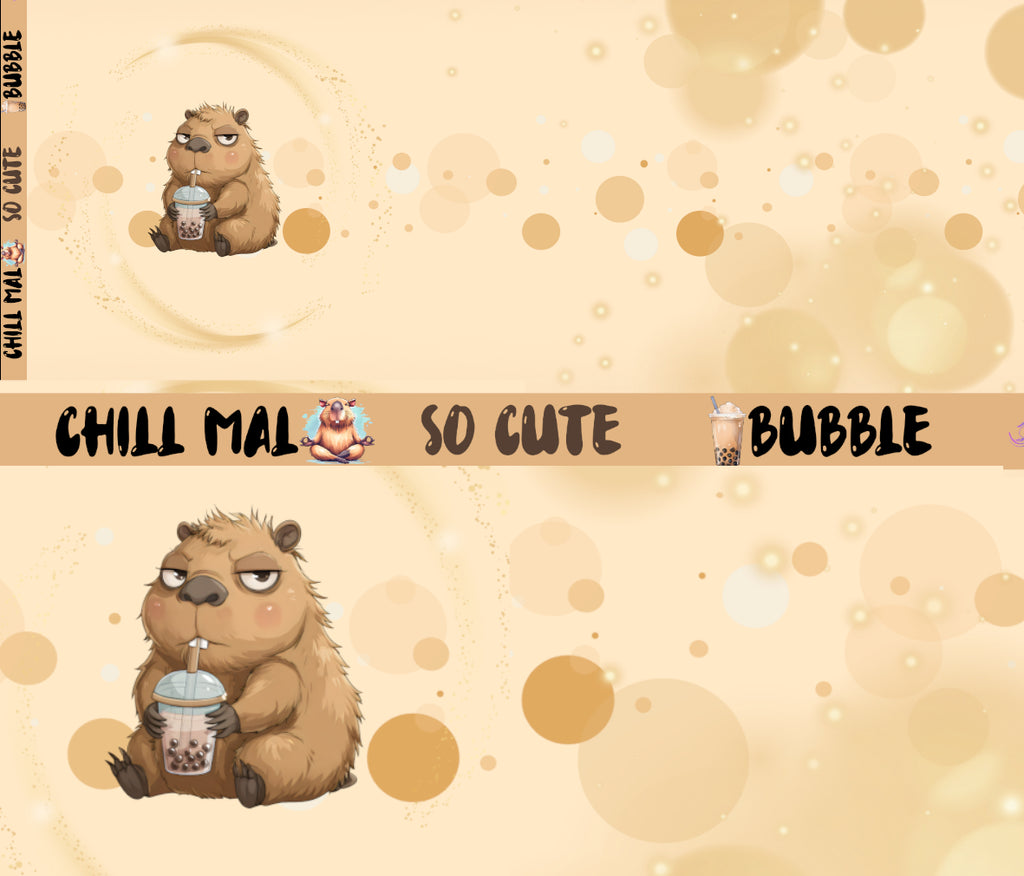 Eigenproduktion French Terry Bubble Tea Capybara 75 x 165 cm
