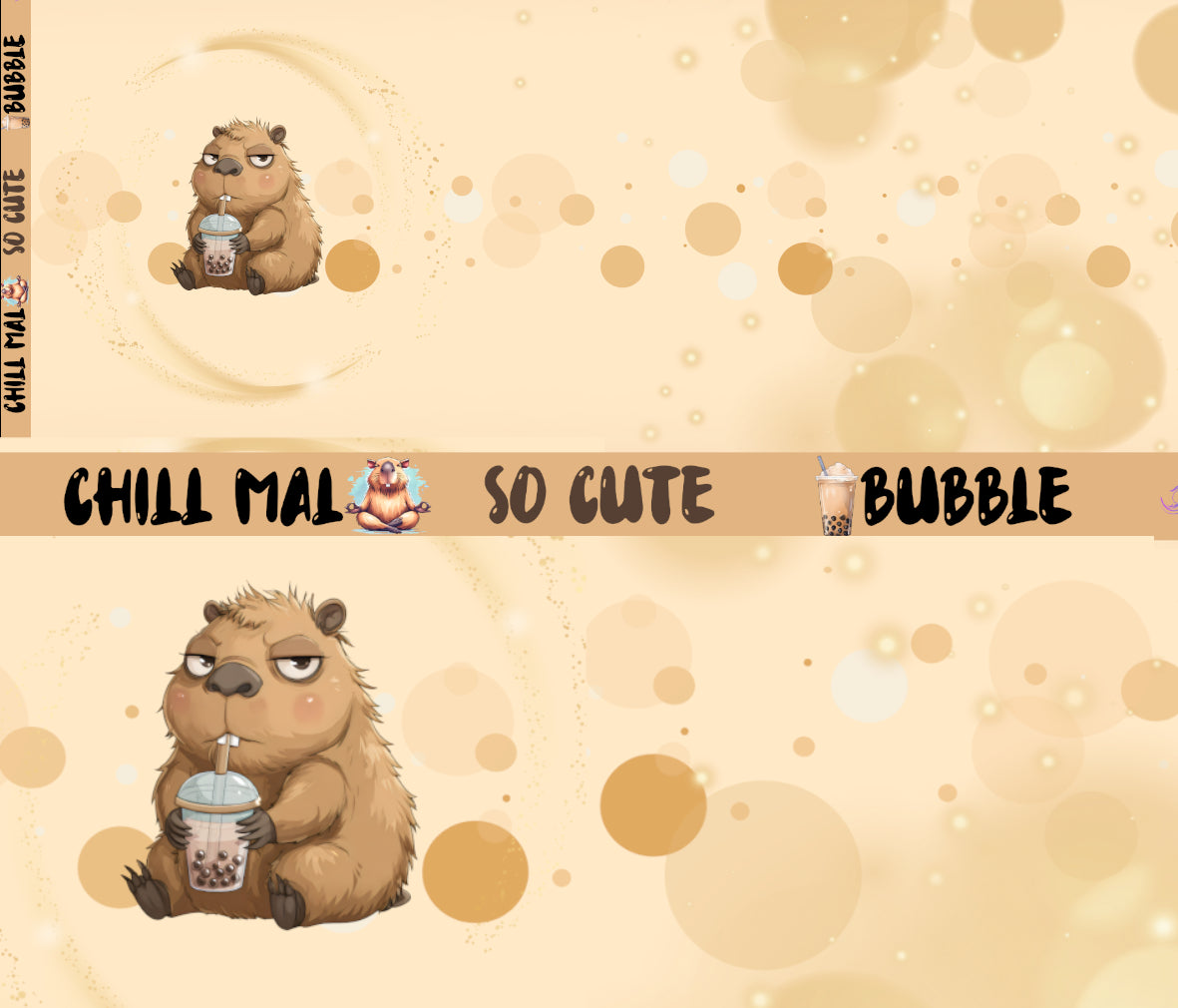 In-house Production French Terry Bubble Tea Capybara 75 x 165 cm