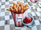Eigenproduktion Baumwolljersey Panel Pommes und Ketchup 70 x 165 cm