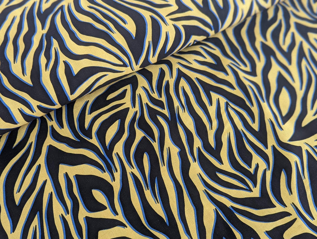 Viscose Stripe Pattern in Mustard Yellow