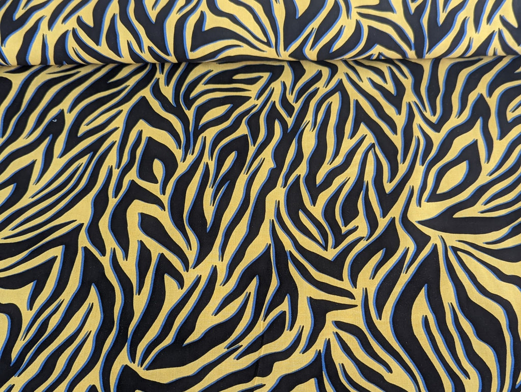 Viscose Stripe Pattern in Mustard Yellow