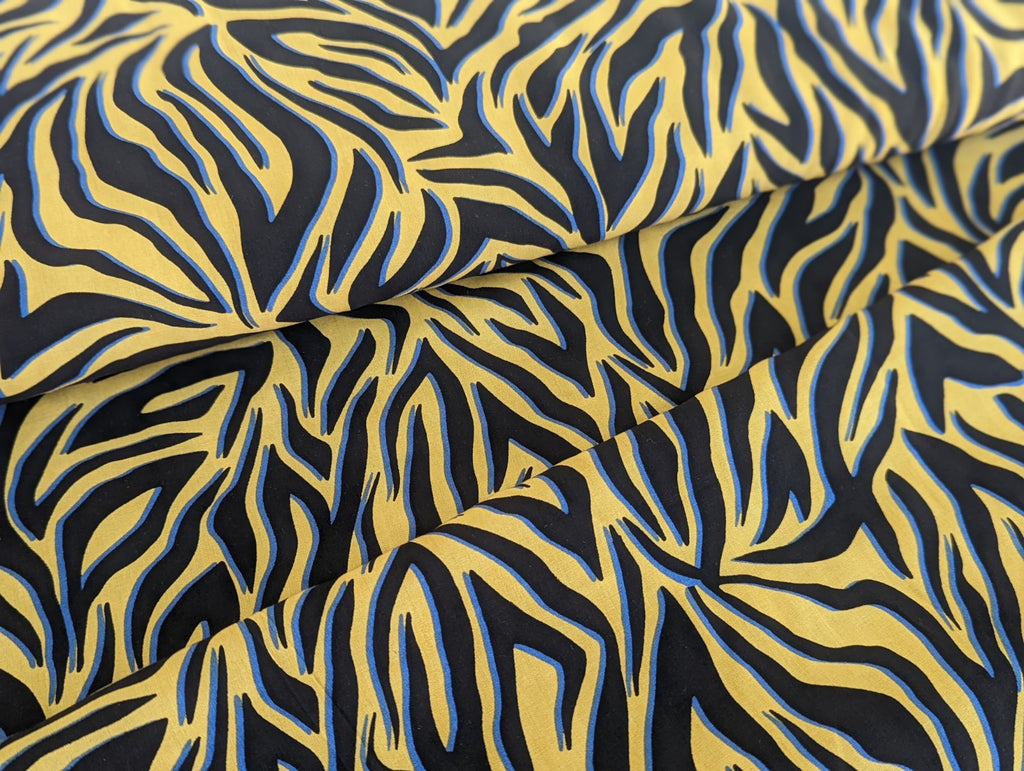Viscose Stripe Pattern in Mustard Yellow