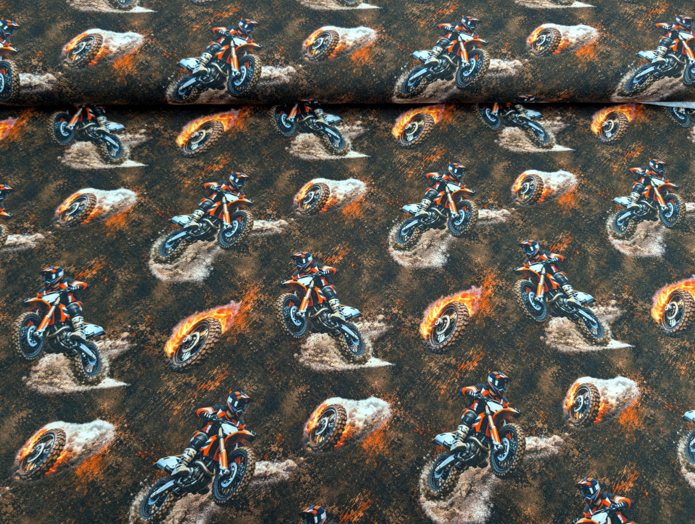Eigenproduktion Baumwolljersey Motocross Motorrad Braun