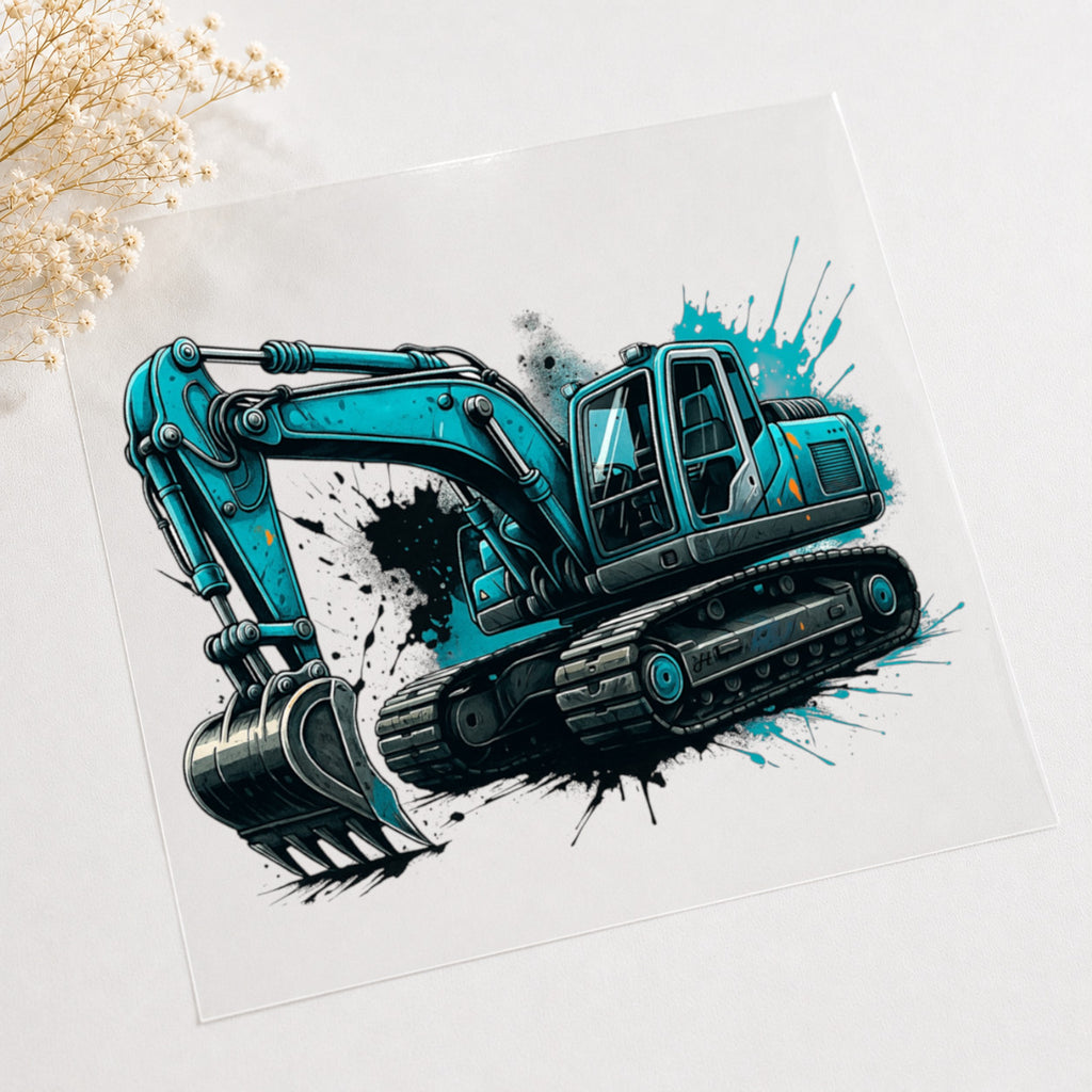Bügelbild Blauer Bagger